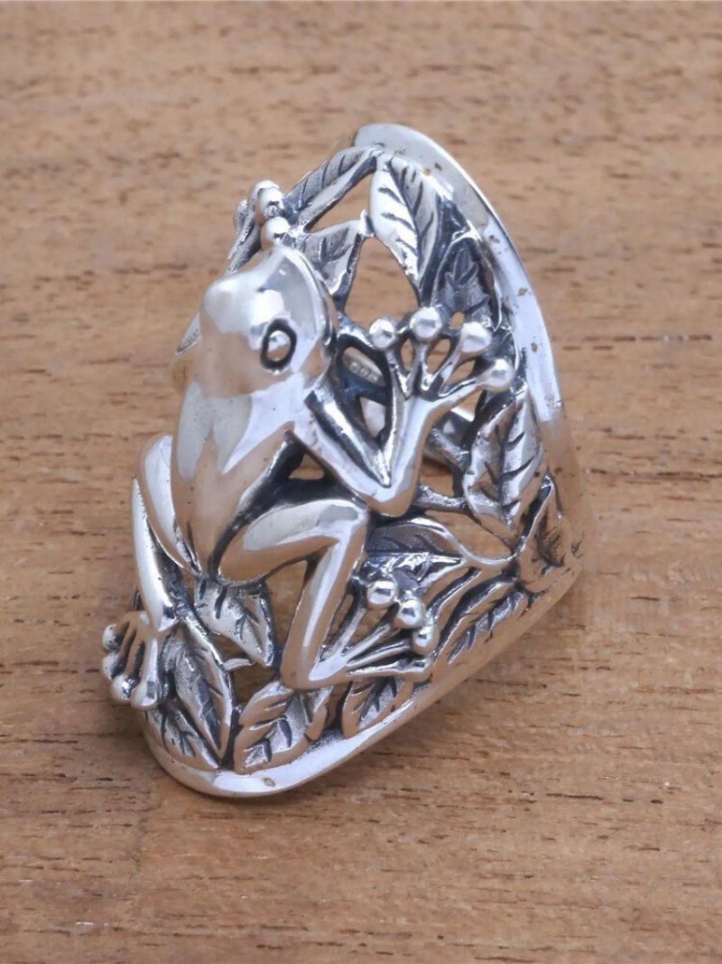 Vintage Kovový 3d Prsteň S Dutou Žabou Funny Animal Ring