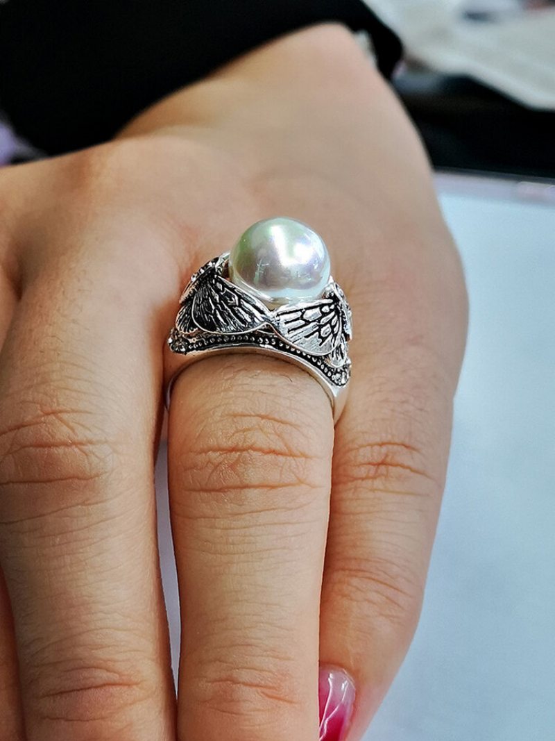 Vintage Motýľový Prsteň Perla Diamantmi Vykladaný Dámsky Šperk