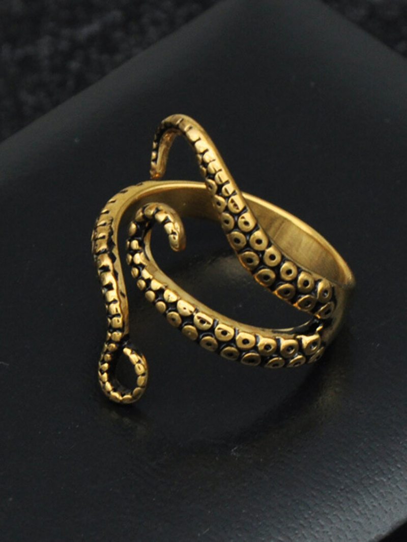 Vintage Nerezový Zvierací Prsteň Otvorený Nastaviteľný S Chápadlom Chobotnice Ako Šperk