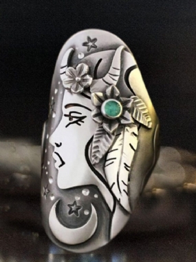 Vintage Ovčiarske Dievčenské Prstene Star Thai Silver Ring