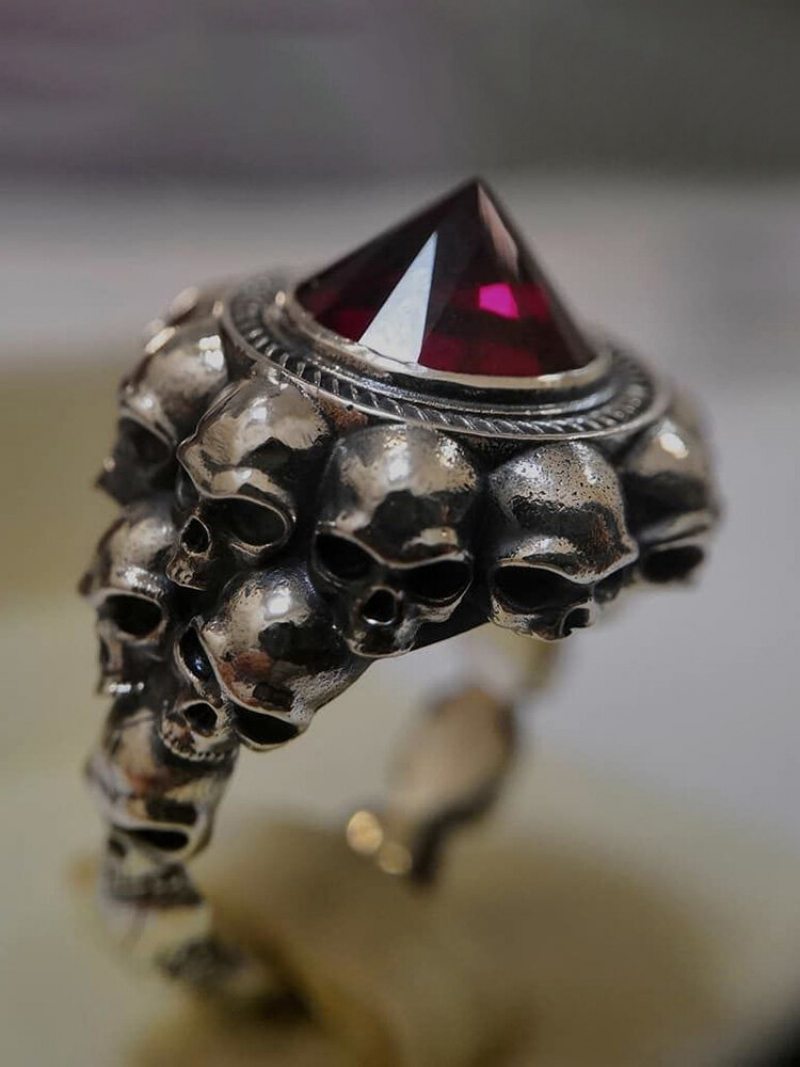 Vintage Skull Men Ring Dámsky Prsteň Punk Intarzovaný Satelitný Drahokam