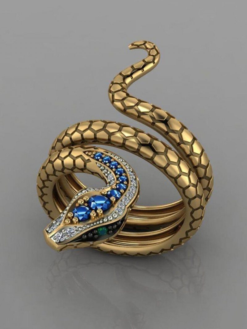 Vintage Unisex Prsteň V Tvare Hada Otvorený Nastaviteľný Viacvrstvový Zliatinový Pánsky Šperk