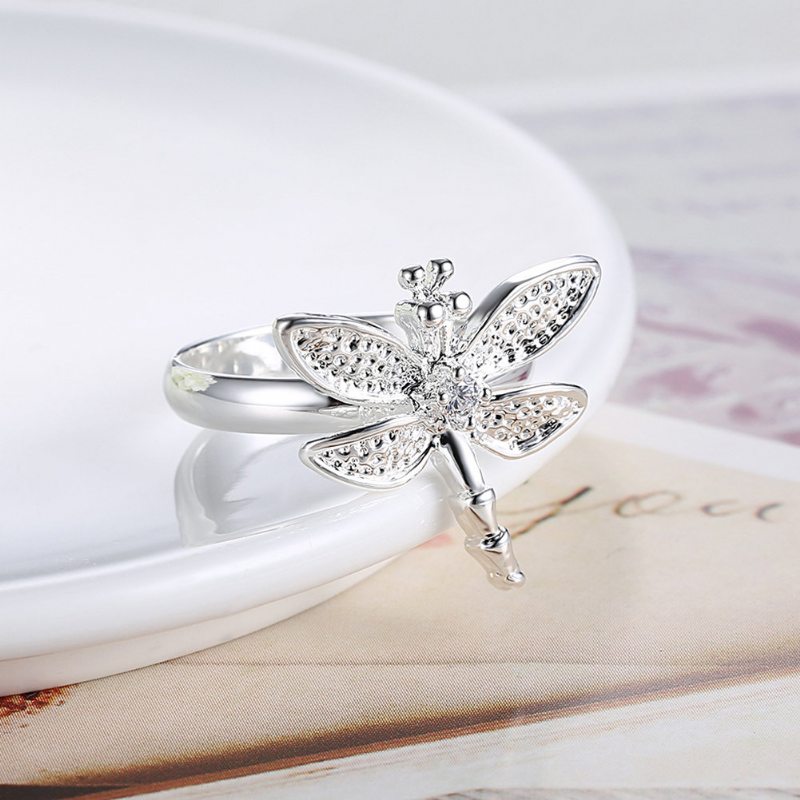 Yueyin Luxusný Prsteň Zirkón Dragonfly Women Ring Darček