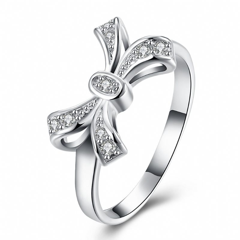 Yueyin Sweet Ring Bow Knot Zirkónový Prsteň Pre Ženy Darček