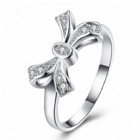 Yueyin Sweet Ring Bow Knot Zirkónový Prsteň Pre Ženy Darček