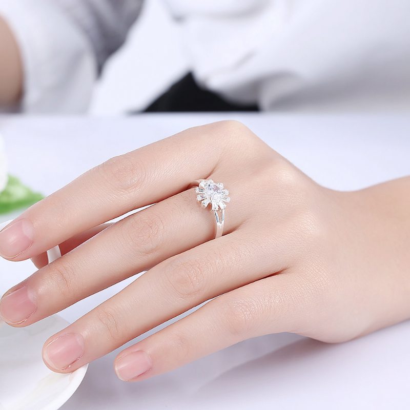 Yueyin Sweet Ring Daisy Flower Zirkónový Prsteň Pre Ženy Darček