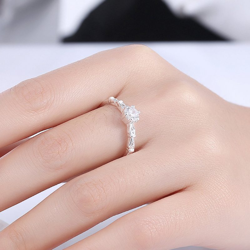 Yueyin Sweet Ring Flower Zirkón Luxusný Elegantný Svadobný Prsteň