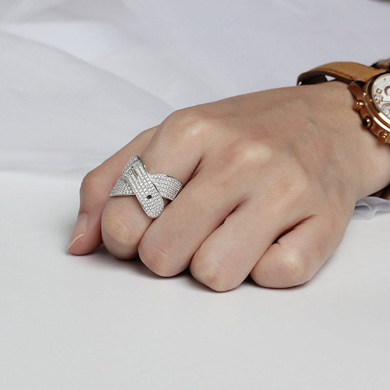 Ženy Muži Pár Nové Šperky Kamenné Prstene 925 Strieborné Doplnky Mikrovložkový Opasok Lovers Geometric