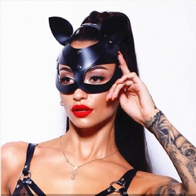 Black Leather Catwoman Cosplay Mask Bdsm Fetish Sexy Erotická Králičia Maska S Dlhými Ušami Ženy Halloween Masquerade Party