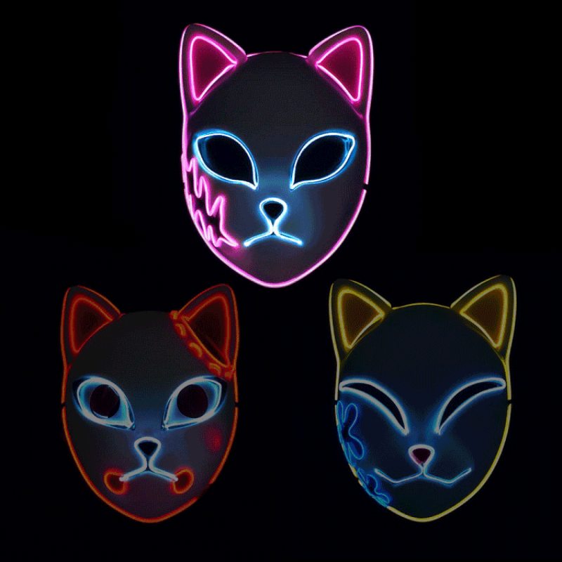 Blade Luminous Mask El Wire Led Cat Face Props Halloween