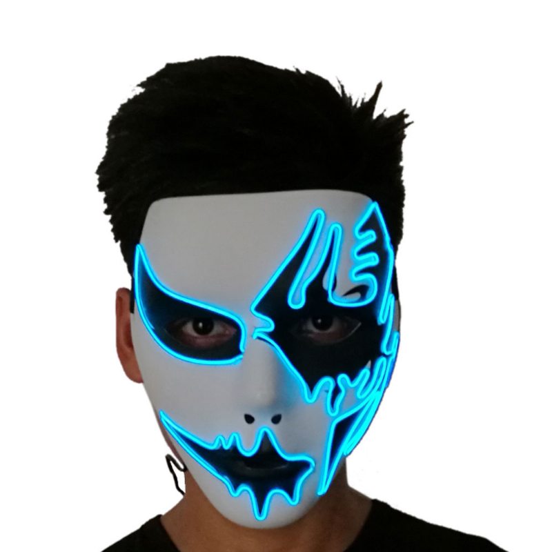 Brilantná El Maska Na Karnevalový Halloweensky Narodeninový Večierok Cosplay Ručne Maľovaný Led Maskou Na Tvár So Studeným Svetlom A Žiarivou Na Street Dance Glow Mask