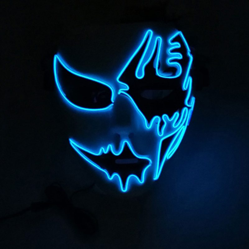 Brilantná El Maska Na Karnevalový Halloweensky Narodeninový Večierok Cosplay Ručne Maľovaný Led Maskou Na Tvár So Studeným Svetlom A Žiarivou Na Street Dance Glow Mask