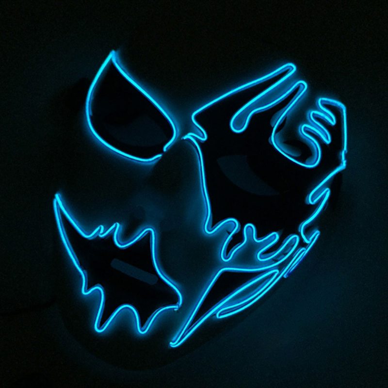 Brilantná El Maska Na Karnevalový Halloweensky Narodeninový Večierok Cosplay Ručne Maľovaný Led Maskou Na Tvár So Studeným Svetlom A Žiarivou Na Street Dance Glow Mask