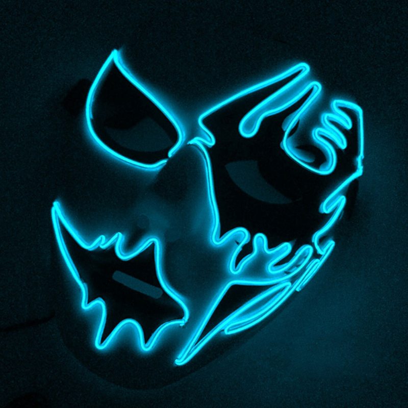 Brilantná El Maska Na Karnevalový Halloweensky Narodeninový Večierok Cosplay Ručne Maľovaný Led Maskou Na Tvár So Studeným Svetlom A Žiarivou Na Street Dance Glow Mask