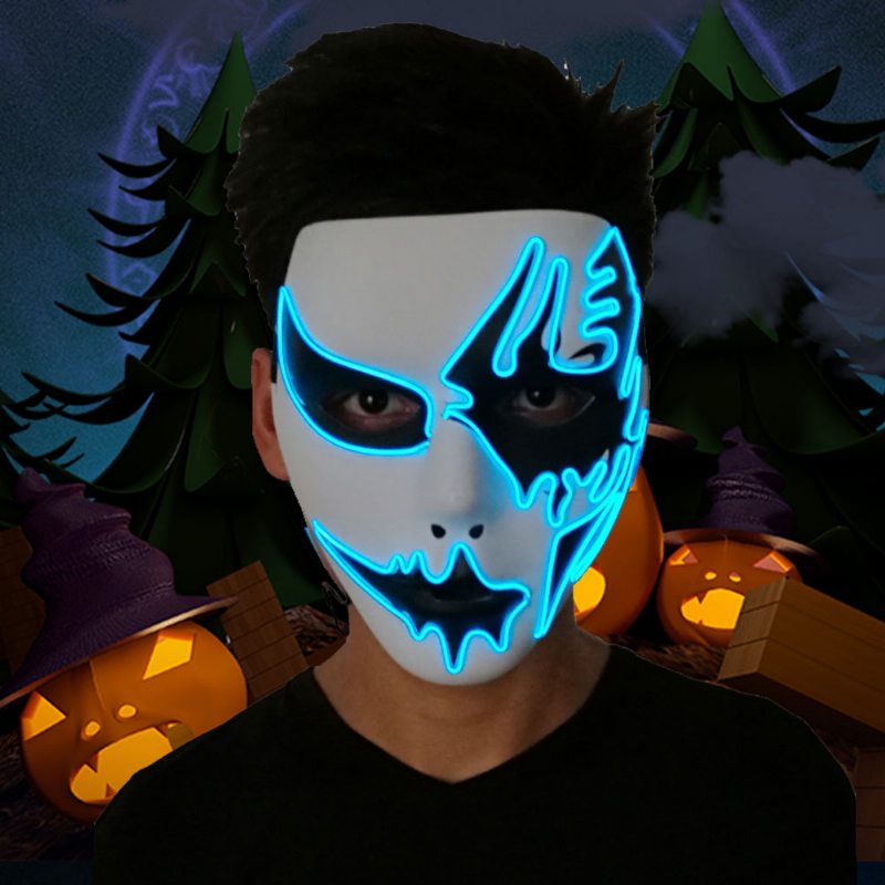 Brilantná El Maska Na Karnevalový Halloweensky Narodeninový Večierok Cosplay Ručne Maľovaný Led Maskou Na Tvár So Studeným Svetlom A Žiarivou Na Street Dance Glow Mask