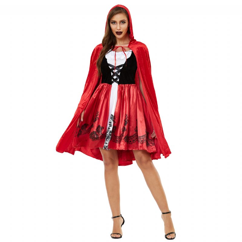 Dámska Halloweenska Kapucňa Červená Čiapočka Cosplay Rolová Uniforma Zahustená S-3xl Plus