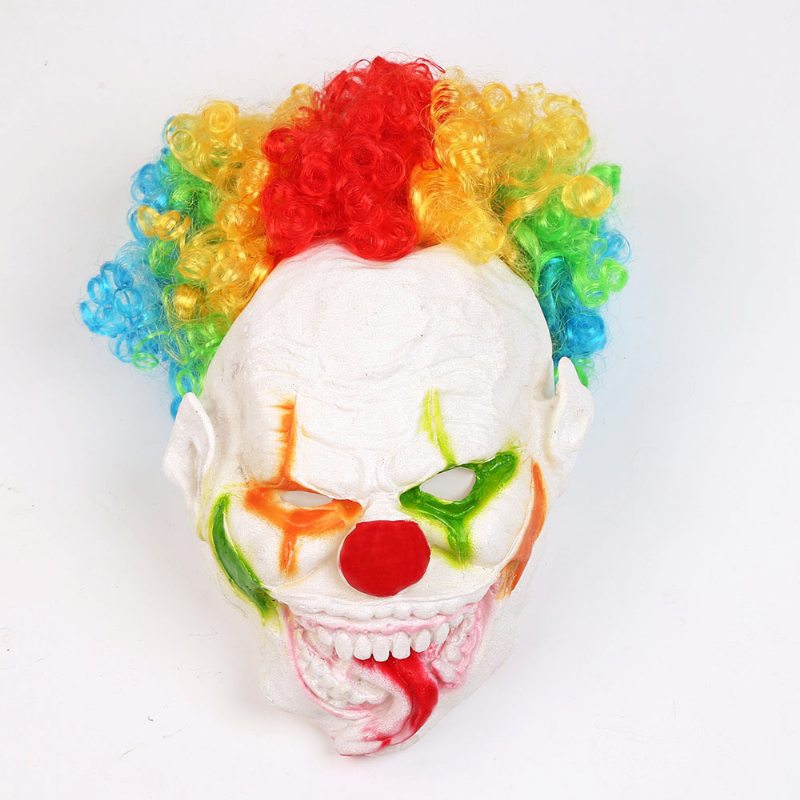 Halloween Color Explosion Head Veľké Ústa Dlhý Jazyk Maska Klauna Horor Strašidelná Maškaráda Pre Dospelých A Deti