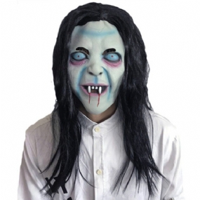 Halloween Hororová Čarodejnícka Maska Dlhé Vlasy Ghost Masquerade Show Strašidelné Rekvizity