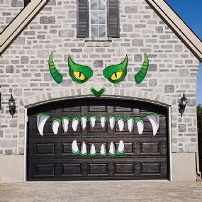 Halloween Monster Nálepky Na Dvere Dekorácie Vonkajšie Garážové Oblúkové Okná Strašidelné Párty S Očami Zubami A Obojstrannými Nálepkami