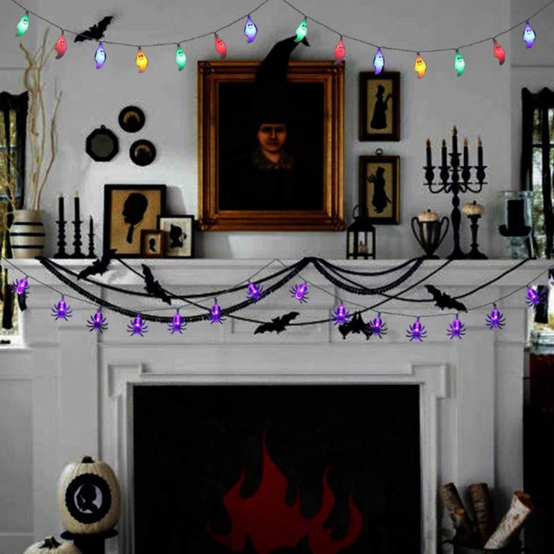 Halloween Spider Led Lampa Reťazec Batérie Dekoračná Téma Party Dekorácia Farebná Do Obývačky Hotel Song Hall