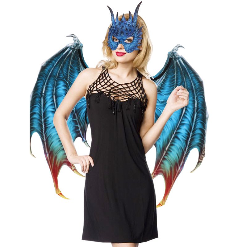 Halloweenska Dekorácia Cezhraničná Maškarná Párty Kostýmové Rekvizity Maska Sovy Oblek S Dračími Krídlami