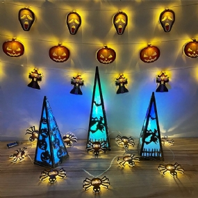 Halloweenska Dekorácia Svetlá Reťazec Led Atmosféra Párty Rekvizity Strašidelného Domu Tekvica Skull Wizard Shape