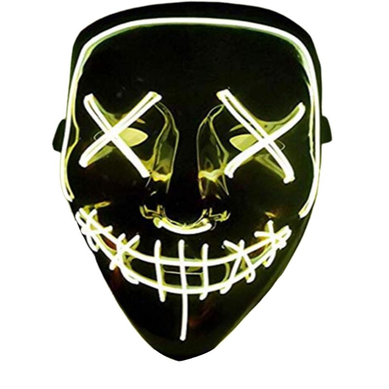 Halloweenska Luminiscenčná Led Maska Čierna Spodná El Drôtená Ktv Plesová Párty 10 Farieb
