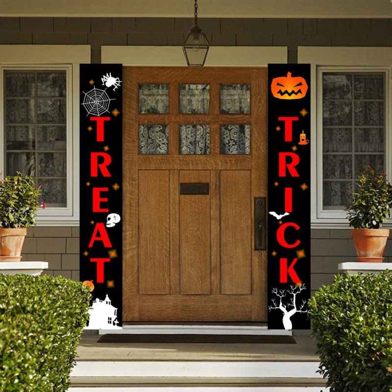 Halloweenske Závesné Dverové Dekorácie A Nástenné Cedule Uvítacie Závesový Banner Halloween Home Decor