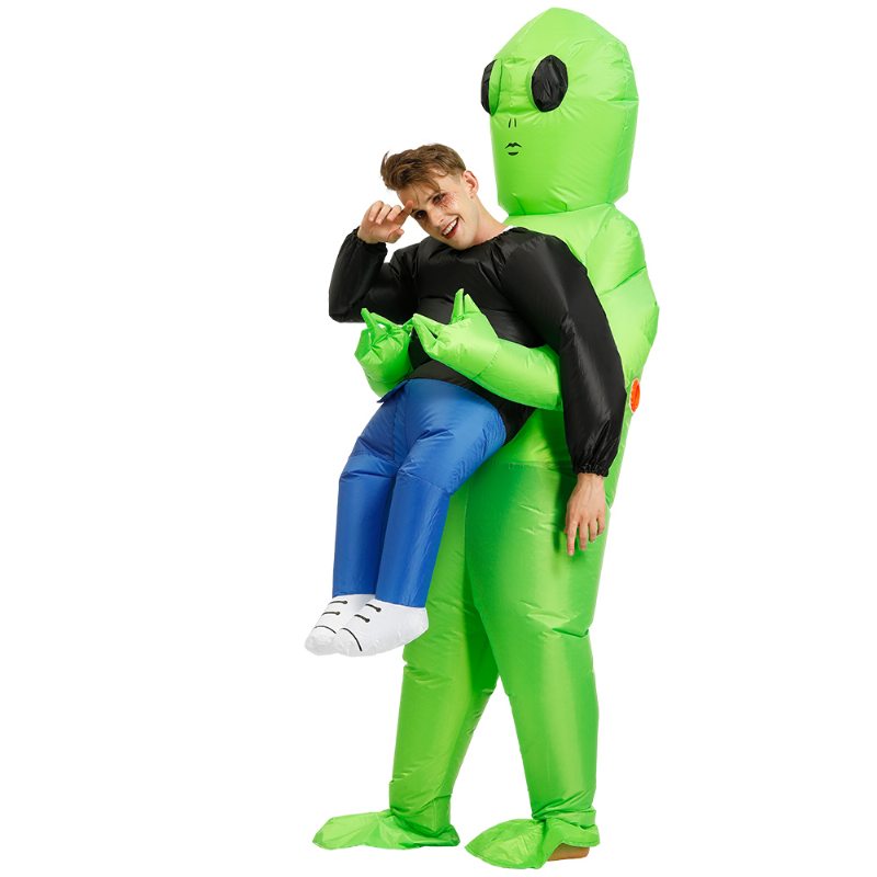 Hot Green Alien Nafukovací Kostým Cosplay Funny Blow Up Suit Party Maškarné Šaty Halloweensky Pre Dospelé Deti