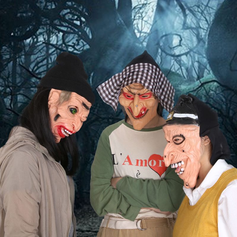 Klasická Maska Čarodejnice Hororové Filmové A Televízne Rekvizity Čarodejnica Čierna Gáza Turban Vinylová Na Halloweensku Párty