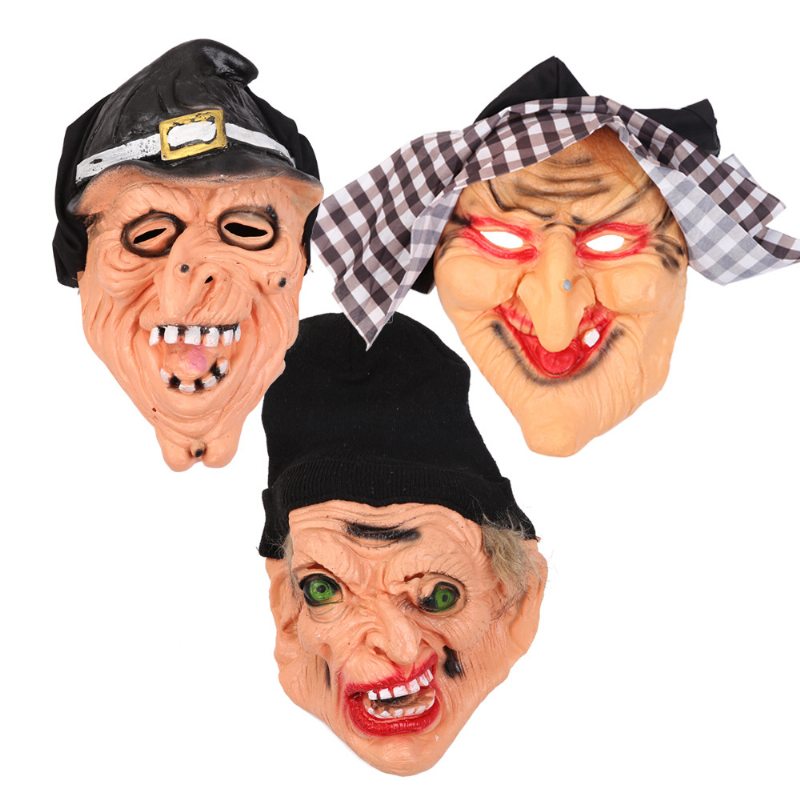 Klasická Maska Čarodejnice Hororové Filmové A Televízne Rekvizity Čarodejnica Čierna Gáza Turban Vinylová Na Halloweensku Párty