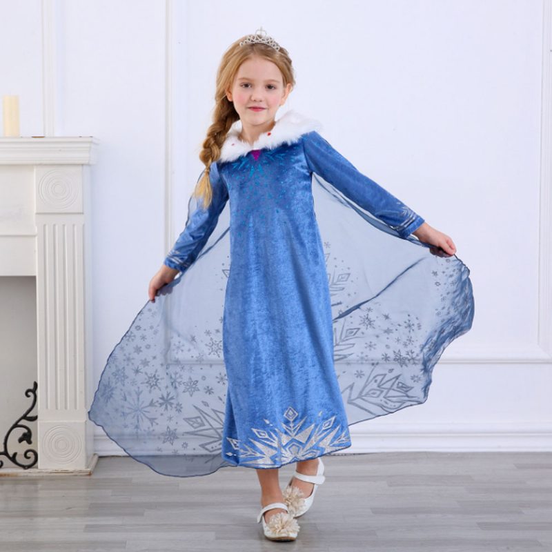 Kostýmy Princeznej Snehovej Kráľovnej Elsa Anna Cosplay Šaty S Krásnym Plášťom Pre Dievčatá Princezná Na Párty