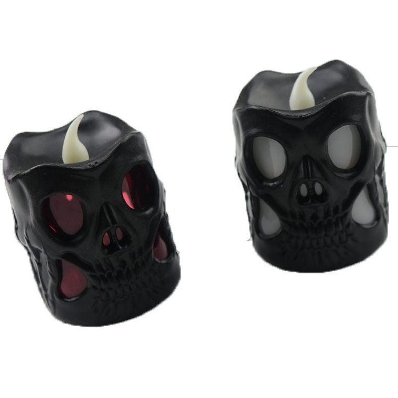 Kreatívny Halloweensky Darček Led Skull Electronic Candle Light Valcová Dekorácia Svetlo Sviečky