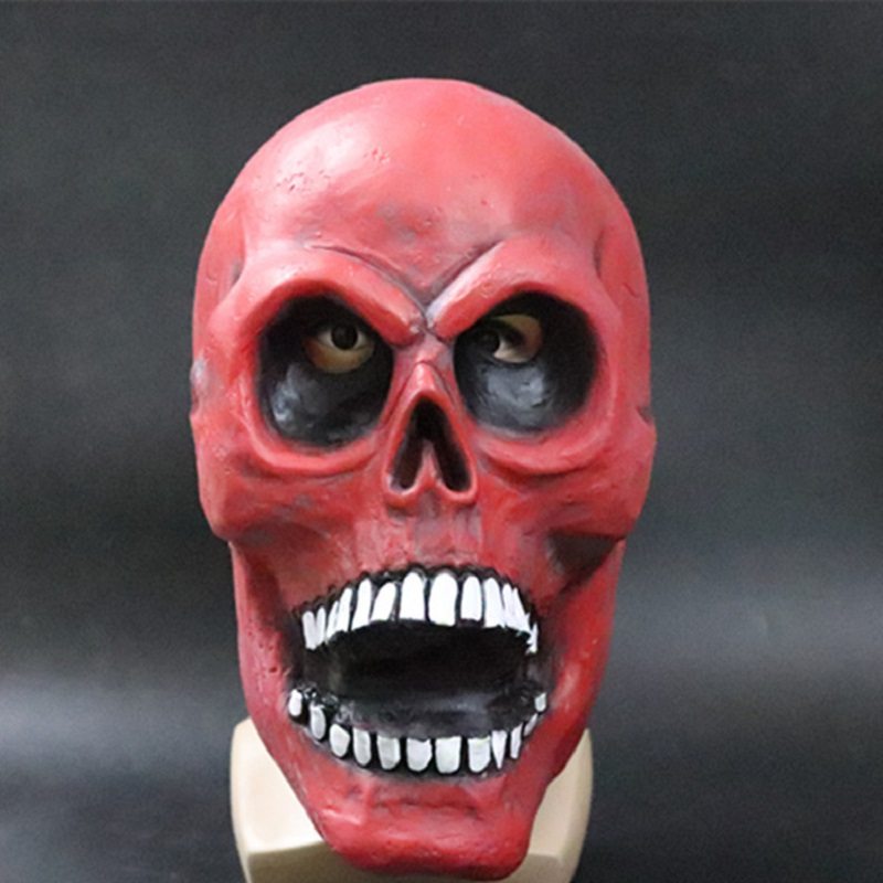 Luxusná Novinka Halloween Kostým Latexová Maska Na Hlavu Skull Head Red