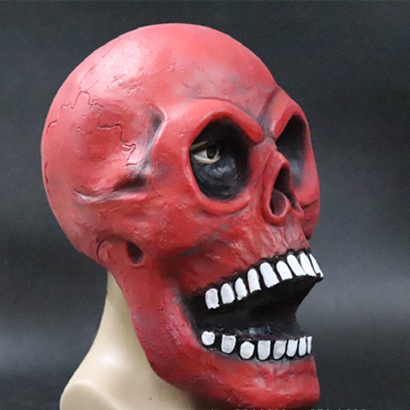 Luxusná Novinka Halloween Kostým Latexová Maska Na Hlavu Skull Head Red