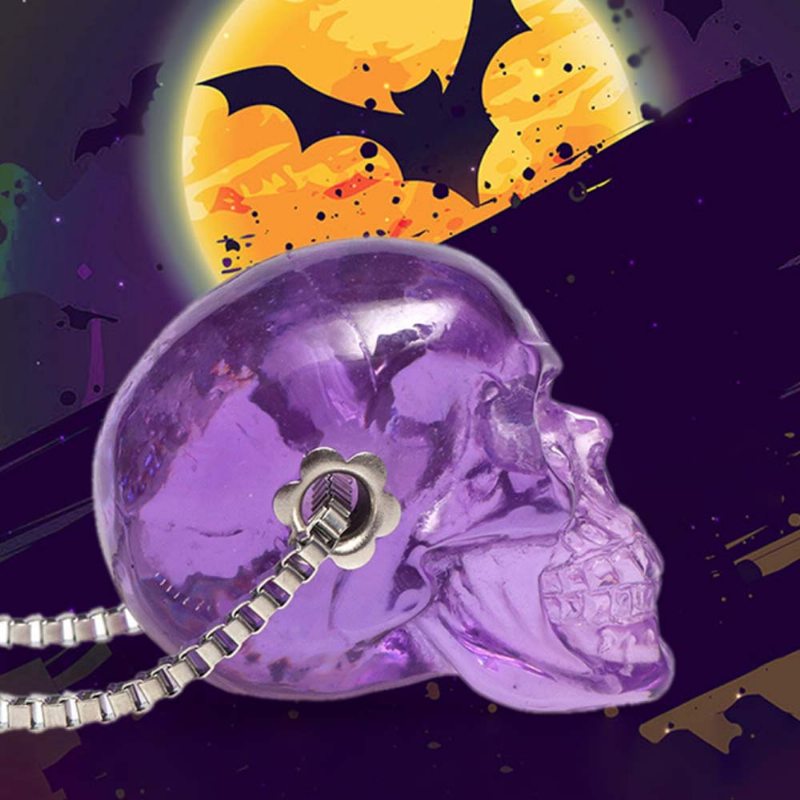 Náhrdelník S Kostrovou Lebkou V Štýle Punku Pre Halloweenske Ozdobné Šperky 3d Priehľadný S Príveskom S