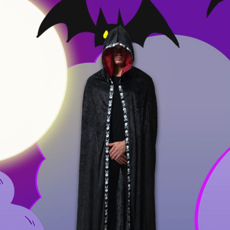 Pánska Róba Ghost Wizard Pre Halloween Day's Cosplay Dlhá S Kapucňou Performance Plášť Muž Mantle