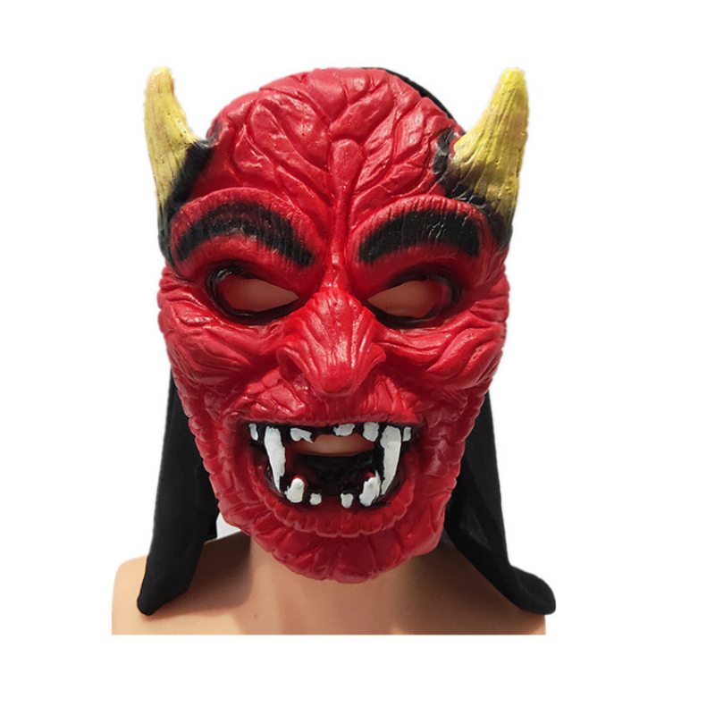 Performance Party Horor Maska Duch Festival Pomôcky Halloween Oblečenie Vinyl Tesáky Čierny Vzor Špicatý Démon