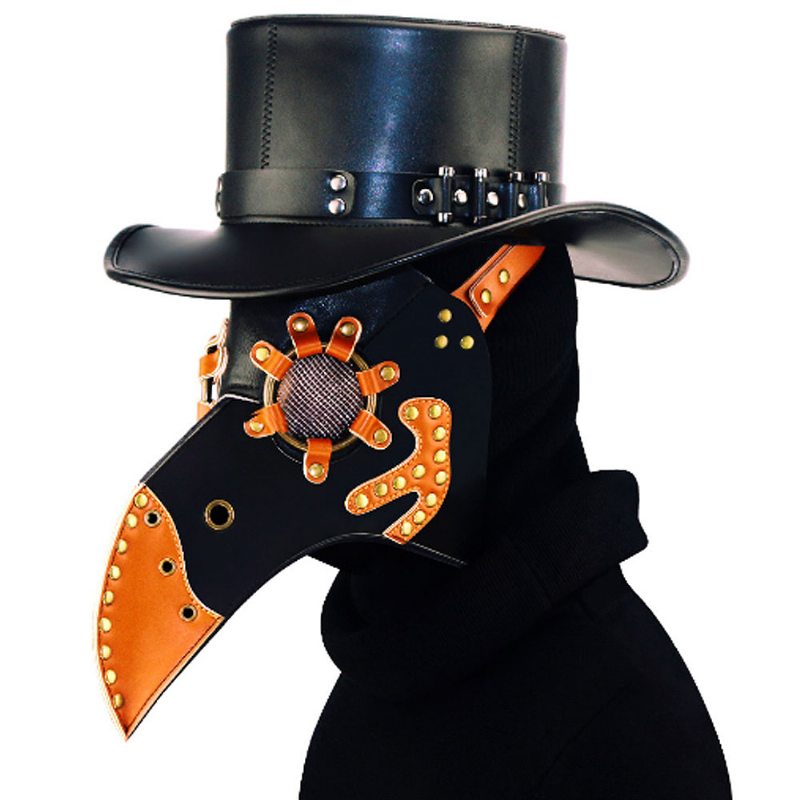 Steampunk Plague Doctor Bird Mask Long Nose Beak Pu Kožená Maska Pre Cosplay Halloween Vianočné Kostýmové Rekvizity