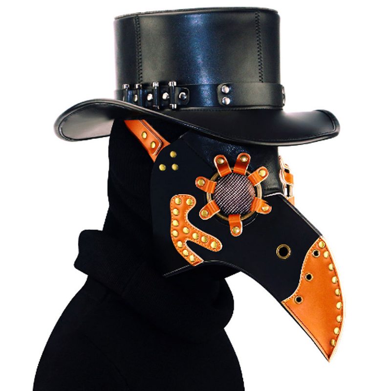 Steampunk Plague Doctor Bird Mask Long Nose Beak Pu Kožená Maska Pre Cosplay Halloween Vianočné Kostýmové Rekvizity