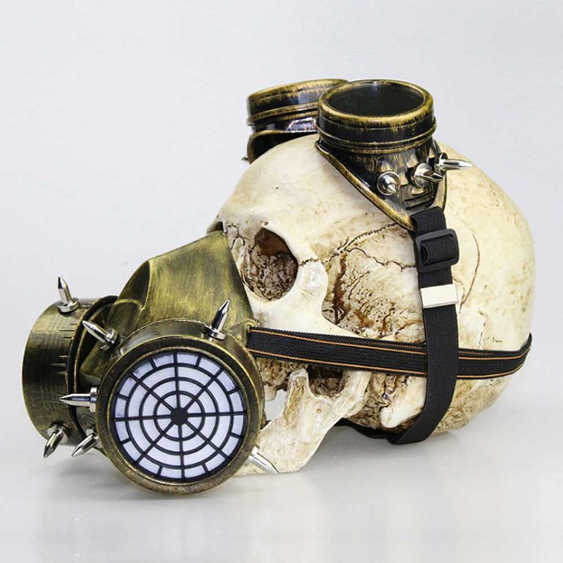 Steampunk Plynová Maska Nitové Okuliare Živica Skeleton Warrior Death Mask Masquerade Cosplay Príslušenstvo Pre Halloween Party Darček
