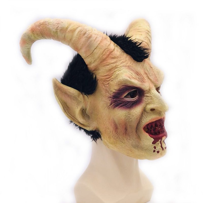 Strašidelná Maska Demon Diabol Lucifer Rohová Halloween Cosplay Festival Party Rekvizity