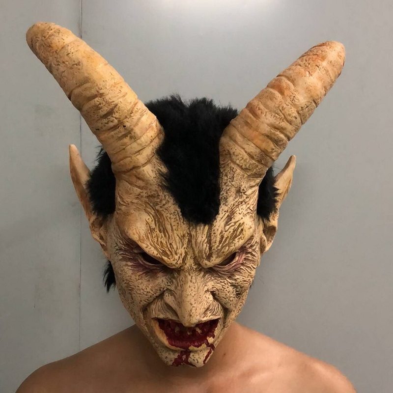 Strašidelná Maska Demon Diabol Lucifer Rohová Halloween Cosplay Festival Party Rekvizity