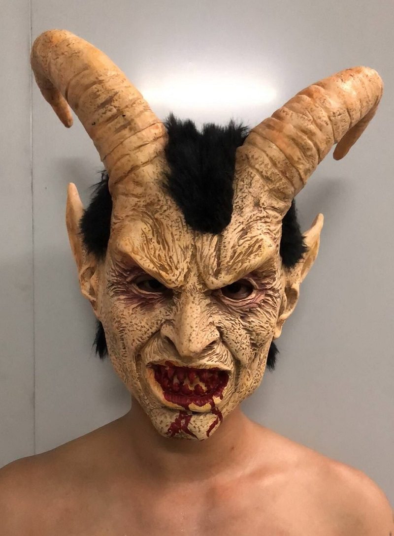 Strašidelná Maska Demon Diabol Lucifer Rohová Halloween Cosplay Festival Party Rekvizity