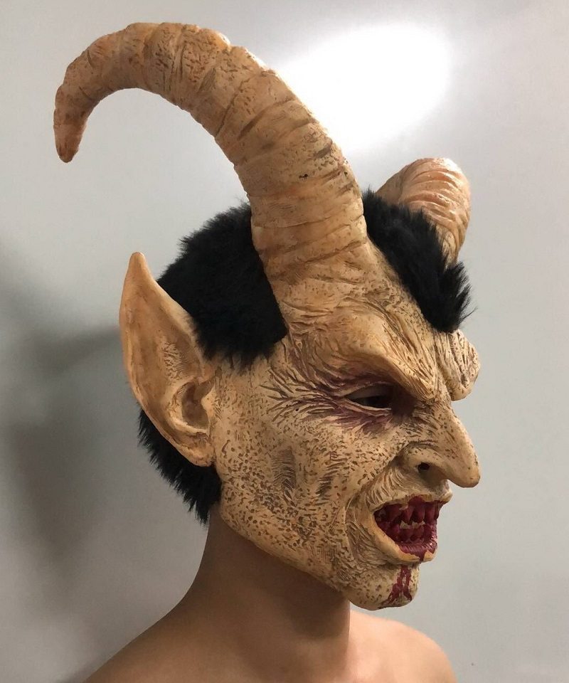 Strašidelná Maska Demon Diabol Lucifer Rohová Halloween Cosplay Festival Party Rekvizity