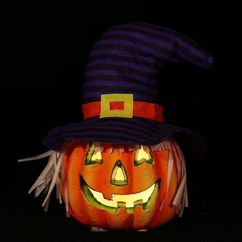 Tekvicová Lampa S Usmiatou Tvárou Dutá Jack-o-lantern Na Halloween Haunted House Penové Tekvicové Svetlo Na Batérie