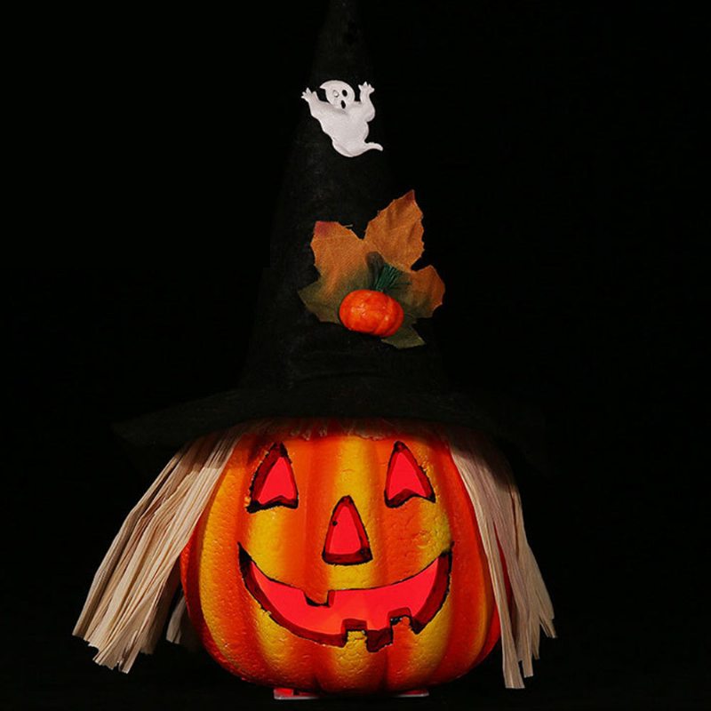 Tekvicová Lampa S Usmiatou Tvárou Dutá Jack-o-lantern Na Halloween Haunted House Penové Tekvicové Svetlo Na Batérie