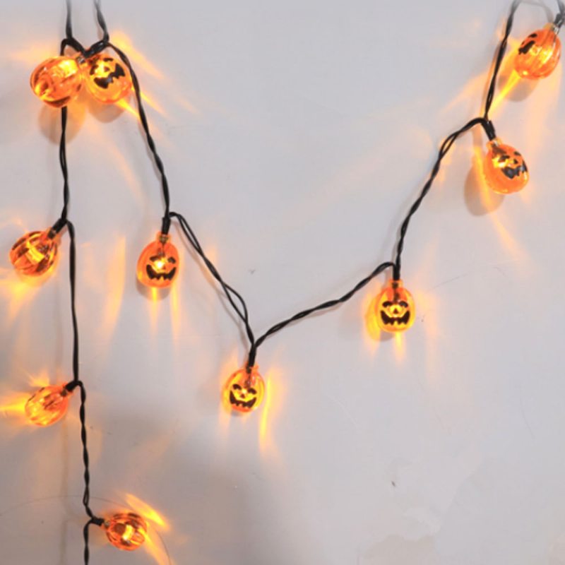 Tekvicové Led Reťazové Svetlá Na Halloweensku Vianočnú Výzdobu Jemný Izolovaný Pvc Kábel Festival Led Lampa Set Dekoratívne Svetelné Reťazce