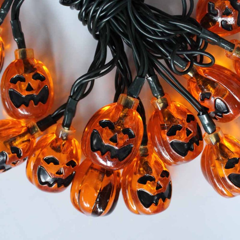 Tekvicové Led Reťazové Svetlá Na Halloweensku Vianočnú Výzdobu Jemný Izolovaný Pvc Kábel Festival Led Lampa Set Dekoratívne Svetelné Reťazce