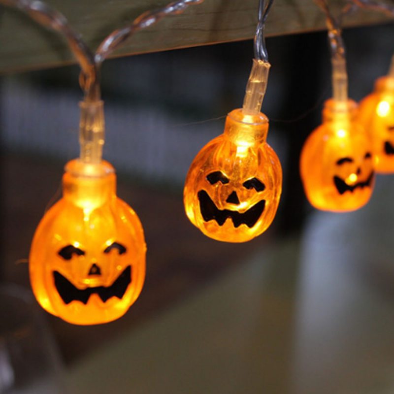 Tekvicové Led Reťazové Svetlá Na Halloweensku Vianočnú Výzdobu Jemný Izolovaný Pvc Kábel Festival Led Lampa Set Dekoratívne Svetelné Reťazce